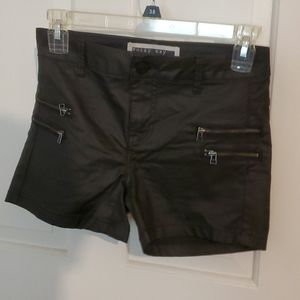 Faux leather zippered shorts